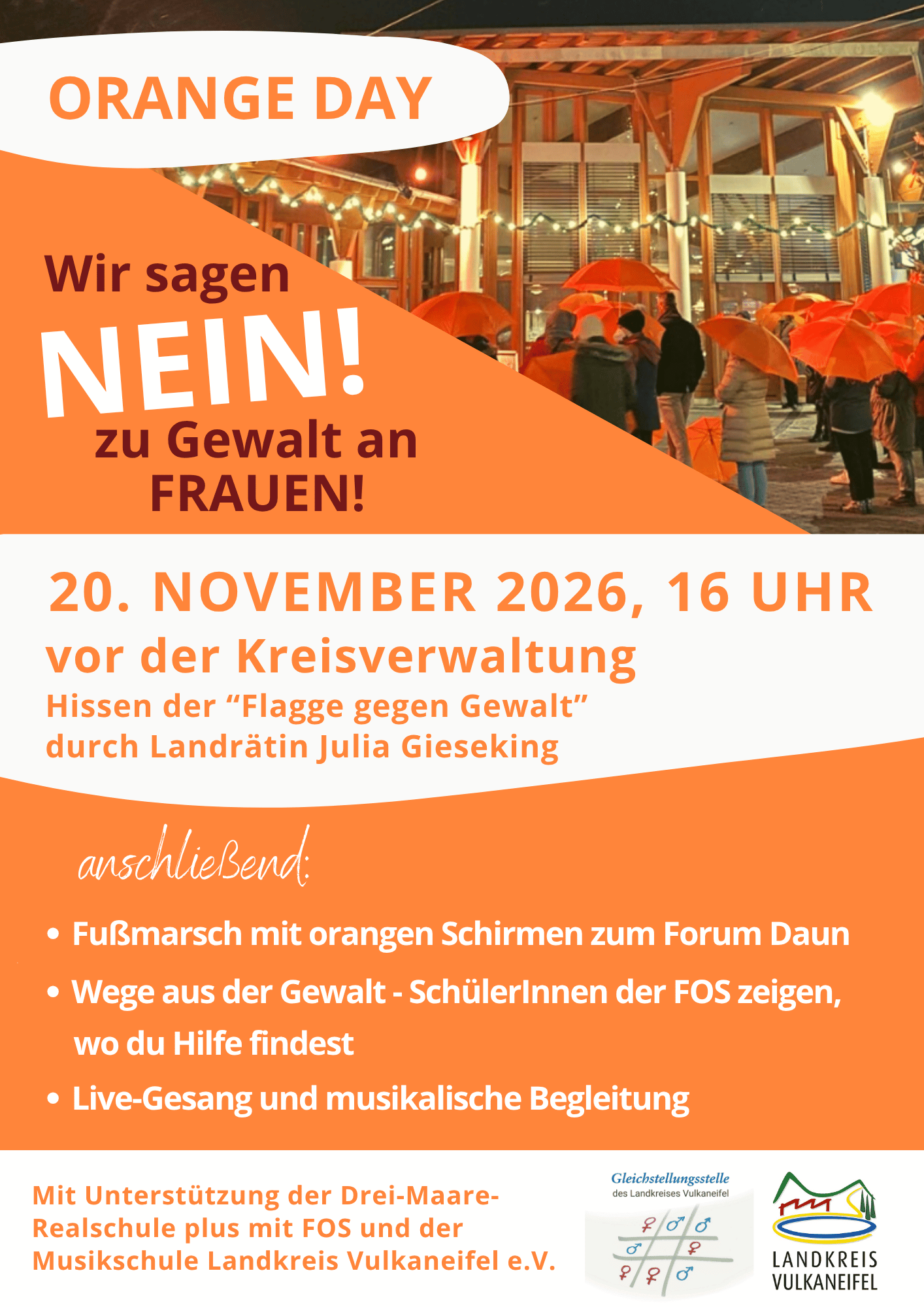 Orange Day: Nein! zu Gewalt an Frauen